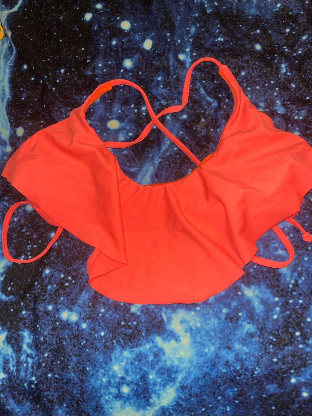 Xhilaration Coral Ruffle Bikini Top